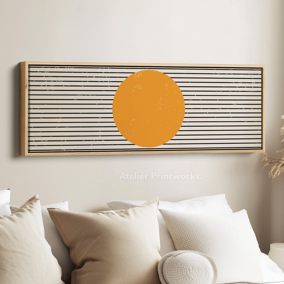 Panoramic Wall Art Beige Black Orange Long Canvas For Living Room