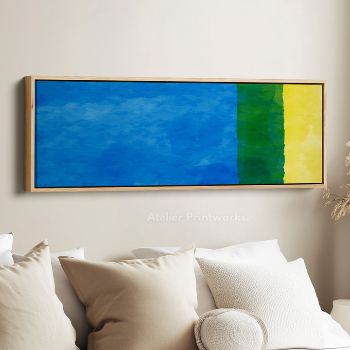 Panoramic Wall Art Blue Green Yellow Long Canvas For Coastal Inspired Spaces