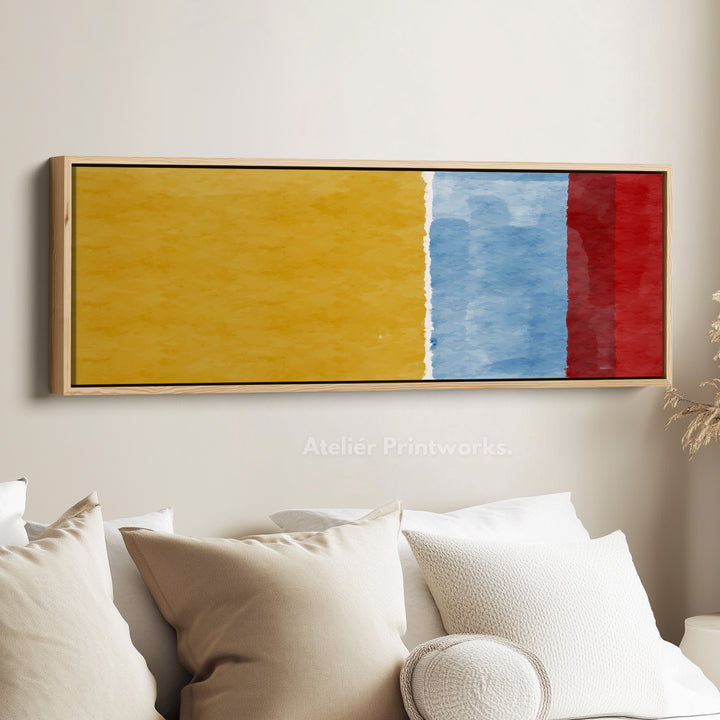 Wide Wall Art Yellow Blue Red Long Canvas For Bedroom Or Hallway
