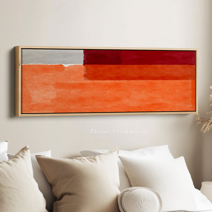 Above Bed Art Orange Grey Long Canvas Minimalist Horizontal Wall Art