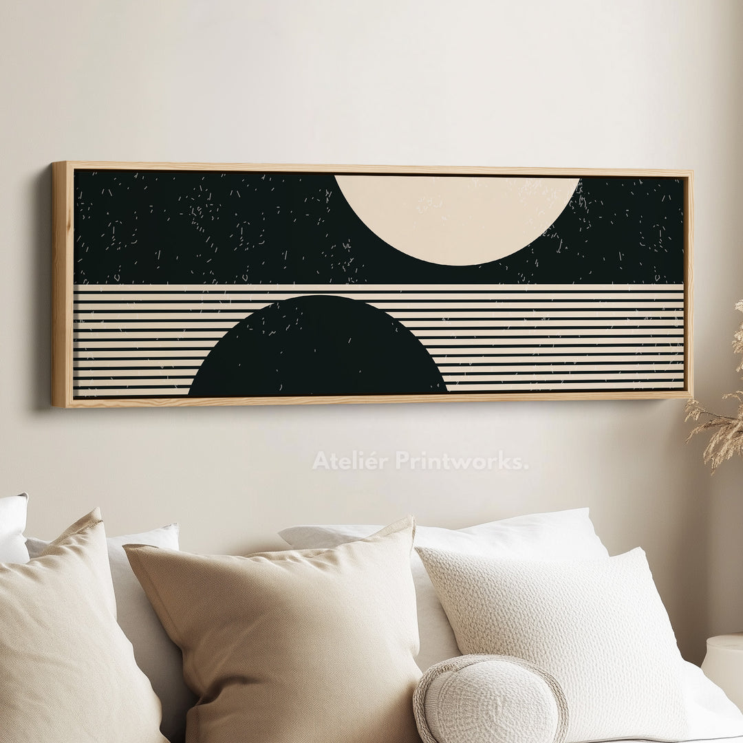 Long Narrow Canvas Beige Black Skinny Wall Art For Bedroom Or Hallway