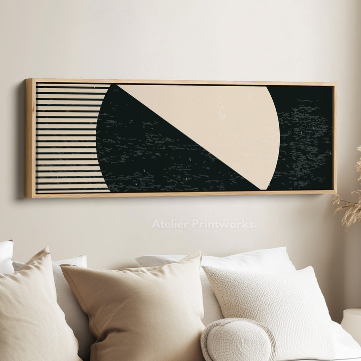 Above Bed Art Beige Black Long Canvas Minimalist Panoramic Wall Art
