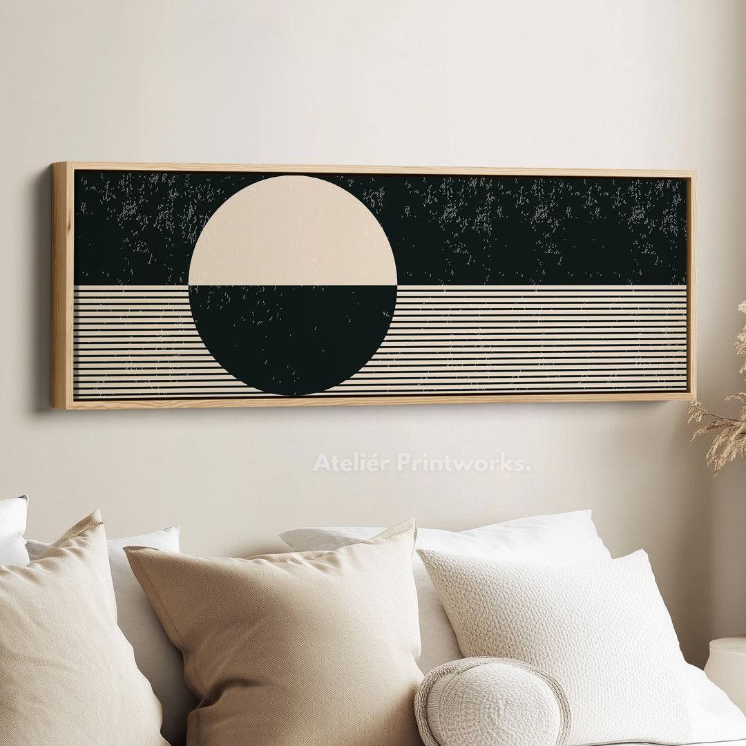 Wide Wall Art Beige Black Panoramic Long Canvas For Living Room