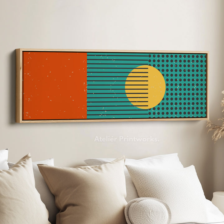 Horizontal Wall Art Orange Yellow Blue Long Canvas Modern Retro Style