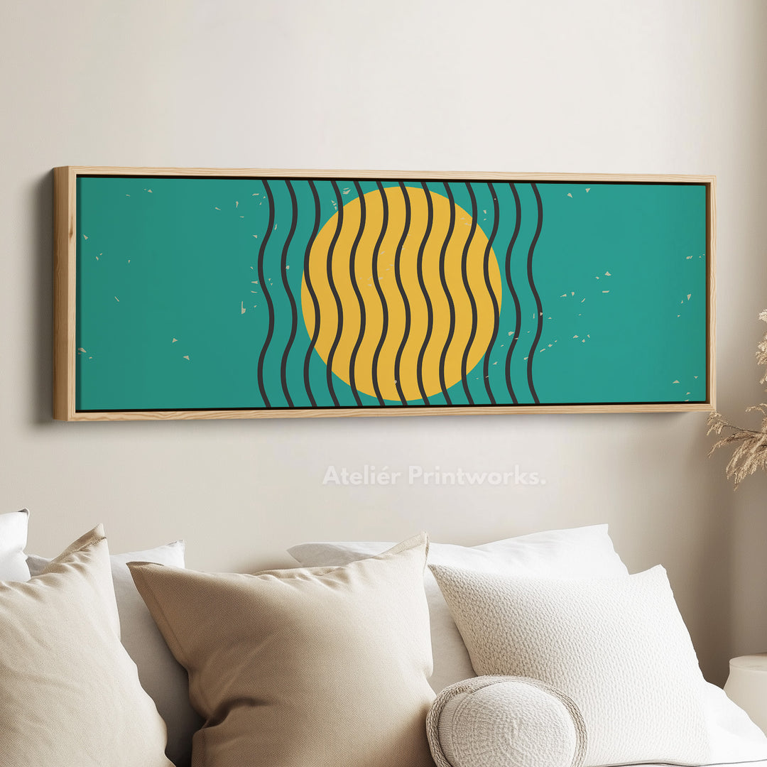 Panoramic Wall Art Blue Yellow Long Canvas Minimalist Modern