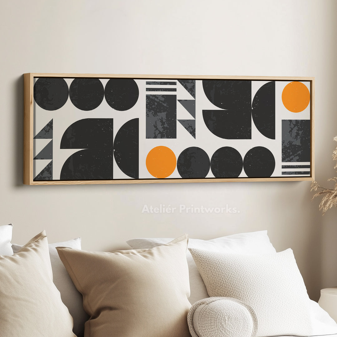 Long Canvas Grey Orange Skinny Horizontal Wall Art Modern Minimalist