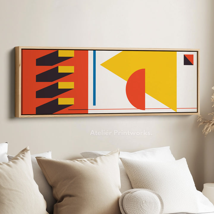 Horizontal Wall Art Yellow Orange Geometric Above Bed Art Living Room