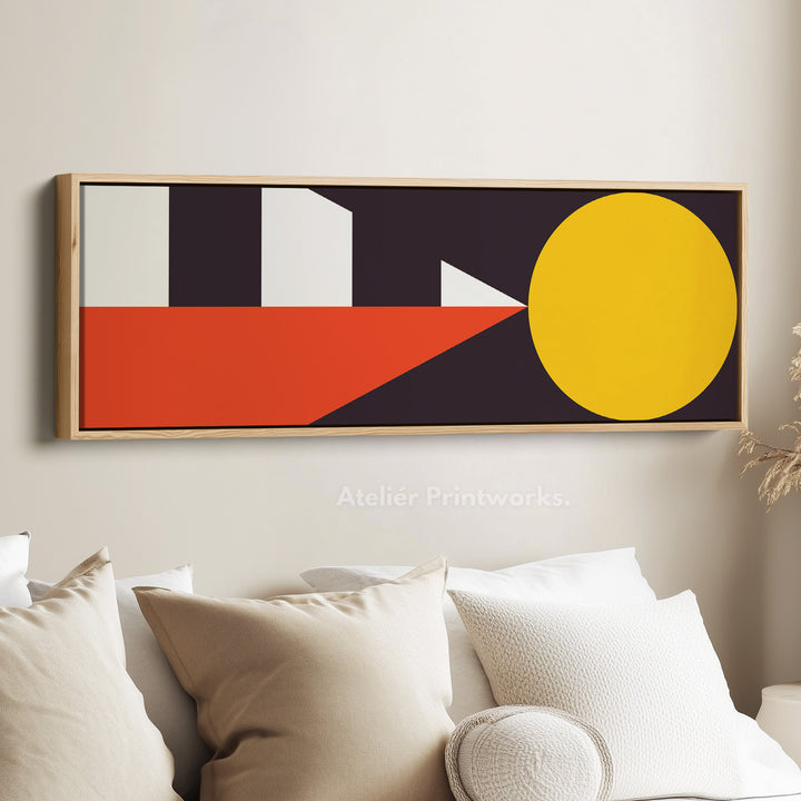 Wide Panoramic Wall Art Yellow Orange Geometric Long Canvas