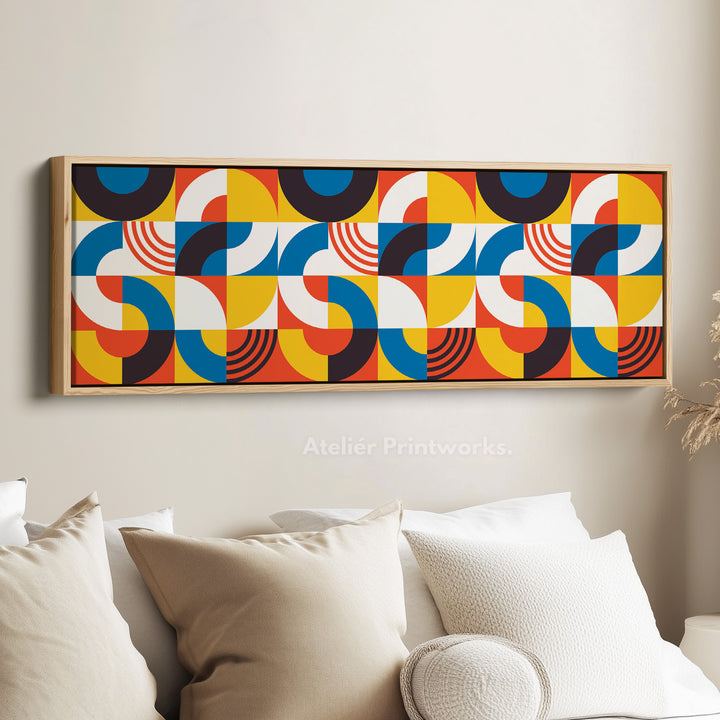 Above Bed Wall Art Yellow Blue Bold Modern Long Canvas
