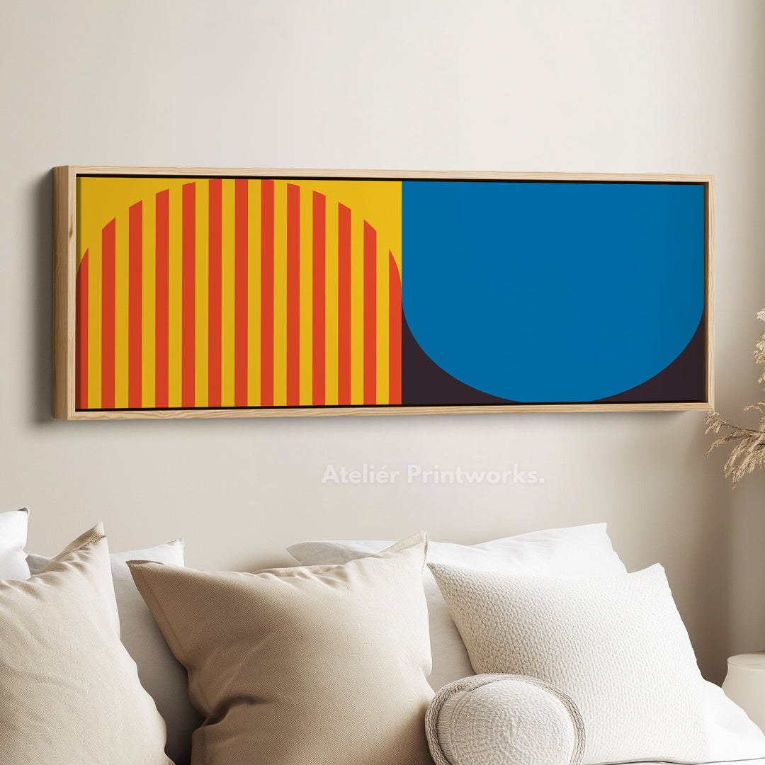 Panoramic Wall Art Yellow Blue Modern Geometric Long Canvas