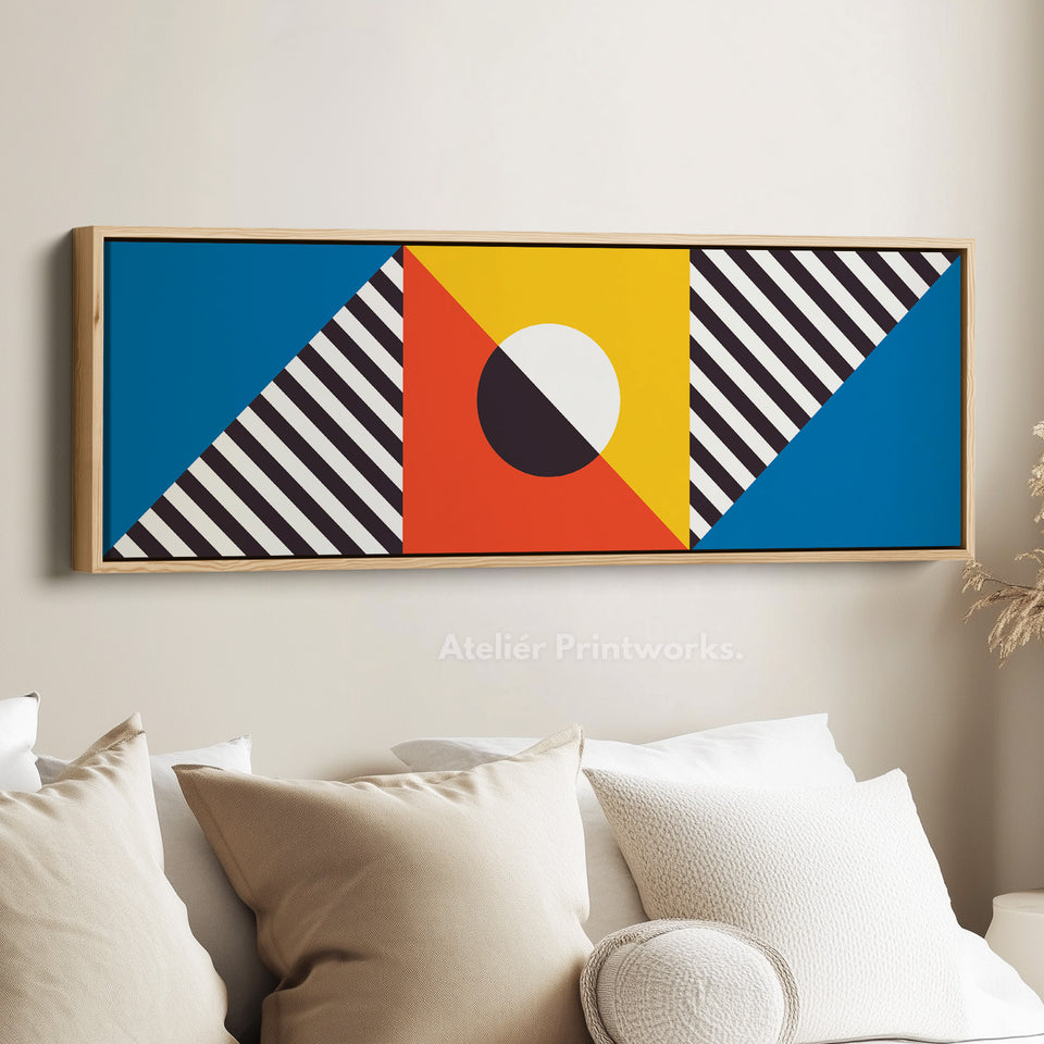 Wide Canvas Pattern Green Blue Modern Repeating Geometric Design