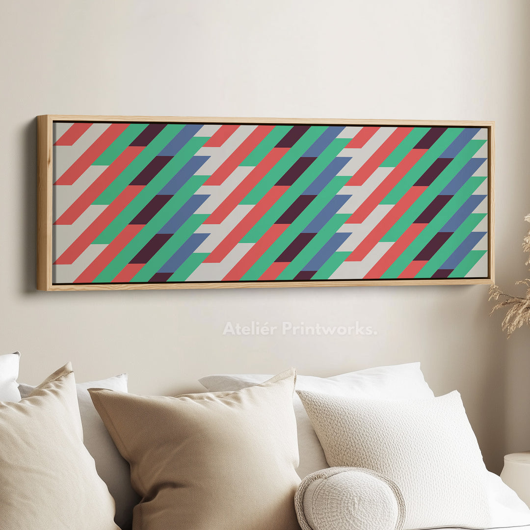 Horizontal Wall Art Blue Orange Yellow Modern Graphic Canvas