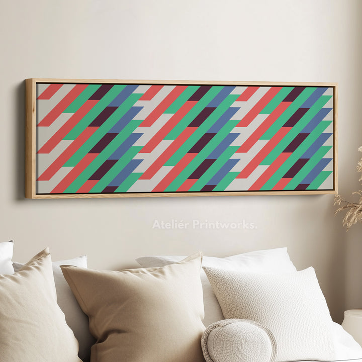 Horizontal Wall Art Blue Orange Yellow Modern Graphic Canvas