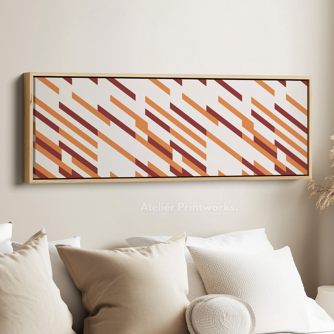 Long Narrow Canvas Beige Orange Brown Minimal Pattern Wall Art