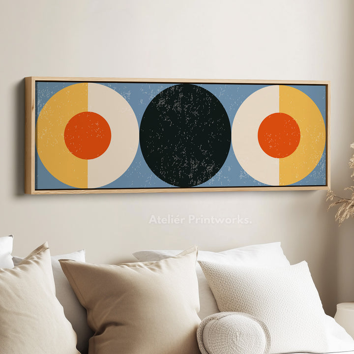 Horizontal Wall Art Orange Yellow Blue Modern Geometric Canvas
