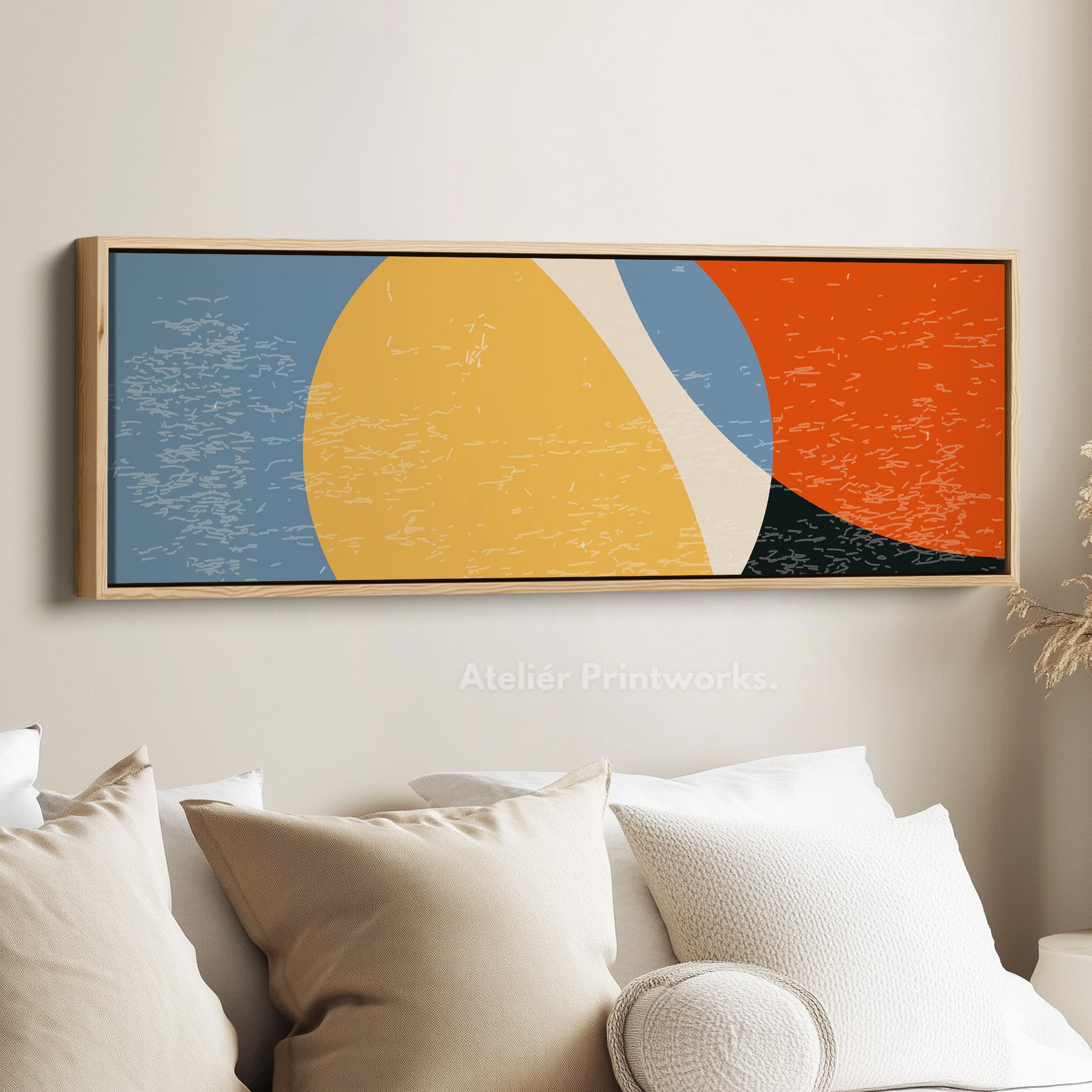 Horizontal Wall Art Orange Yellow Blu...