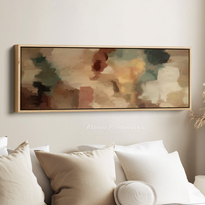 Wide Panoramic Wall Art Earthy Abstract For Living Room