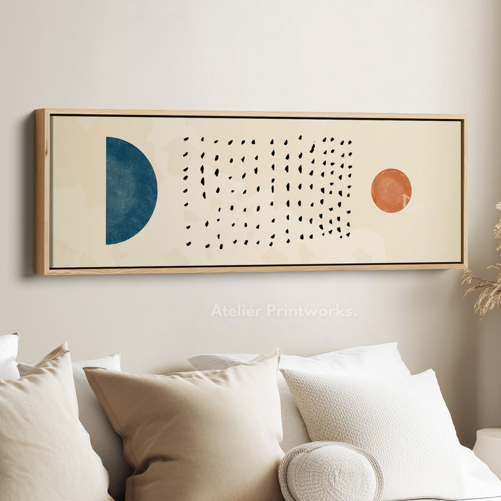 Horizontal Wall Art Blue And Orange Geometric For Living Room