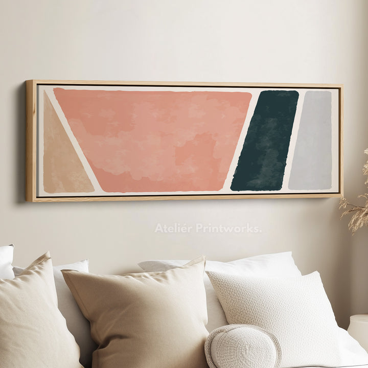 Wide Canvas Minimalist Shapes In Pink Beige And Deep Green