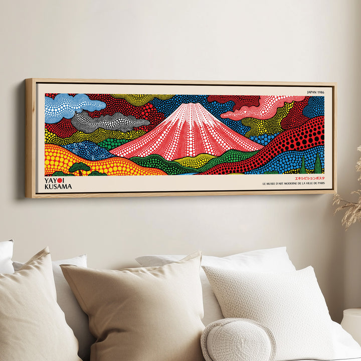 Yayoi Kusama Horizontal Wall Art Abstract Floral Forms Long Canvas For Living Room