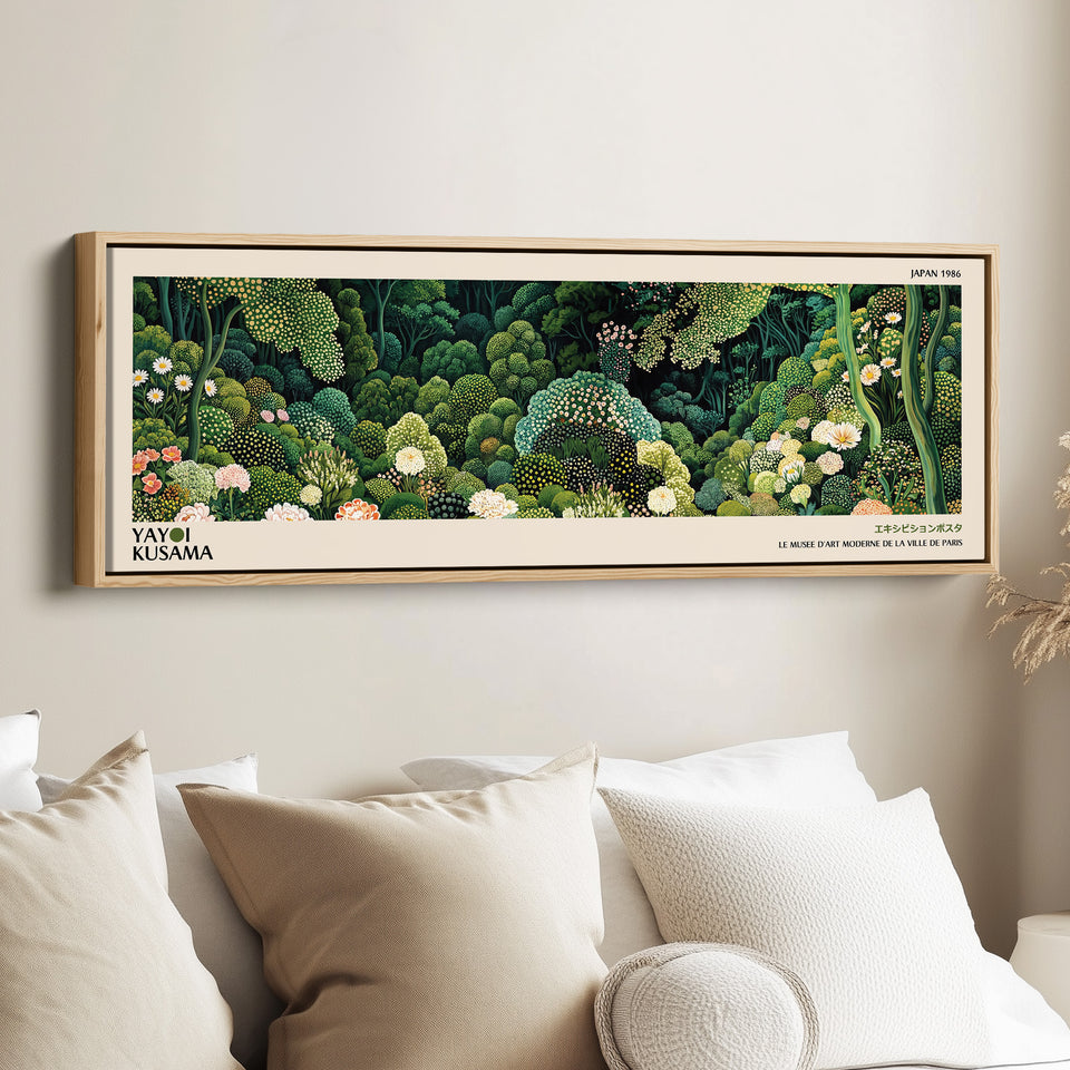 Yayoi Kusama Horizontal Wall Art Dotted Forest Garden Long Canvas For Living Room