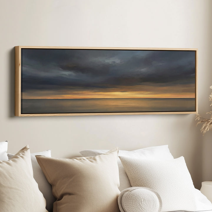 Wide Canvas Dramatic Sunset Over Sea Statement Wall Decor Office
