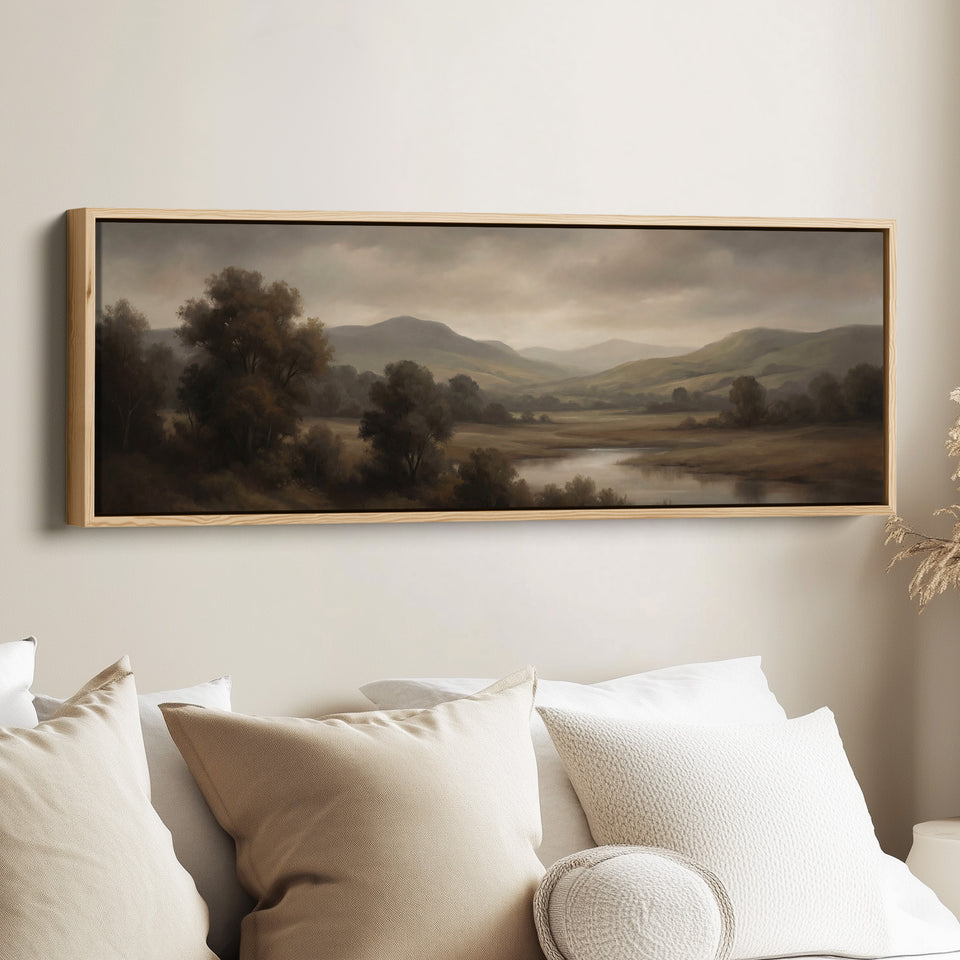 River Valley Landscape Panoramic Wall Art Statement Decor Office