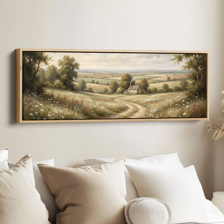 Cottage In Rolling Countryside Horizontal Wall Art Oversized Decor Living Room