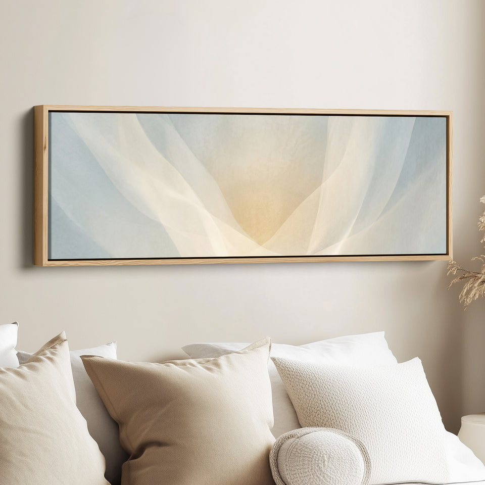 Sheer Fabric Abstract Layers Bedroom Wall Art Framed Canvas Print Living Room