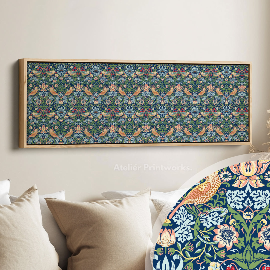 William Morris Aardbeiendief Blauw Smal Lang Muurkunst