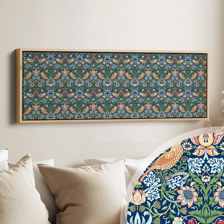 William Morris Aardbeiendief Blauw Smal Lang Muurkunst