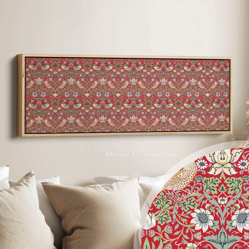 Lange horizontale Wanddekoration William Morris Erdbeerdieb Rot