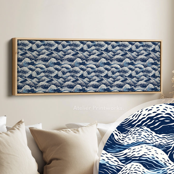 Japandi stijl golf lange smalle horizontale wanddecoratie