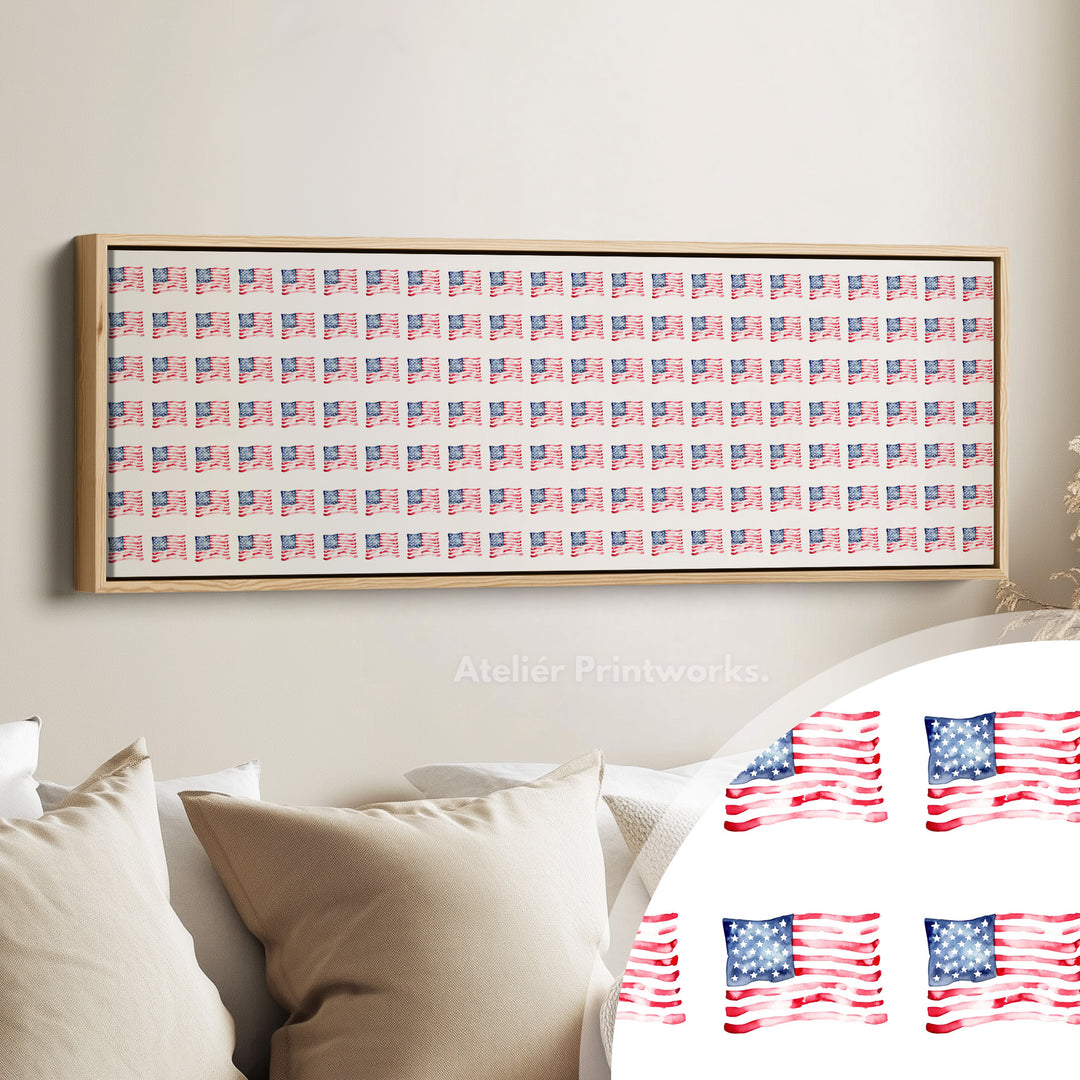 Horizontale wanddecoratie kleine Amerikaanse vlaggen VS