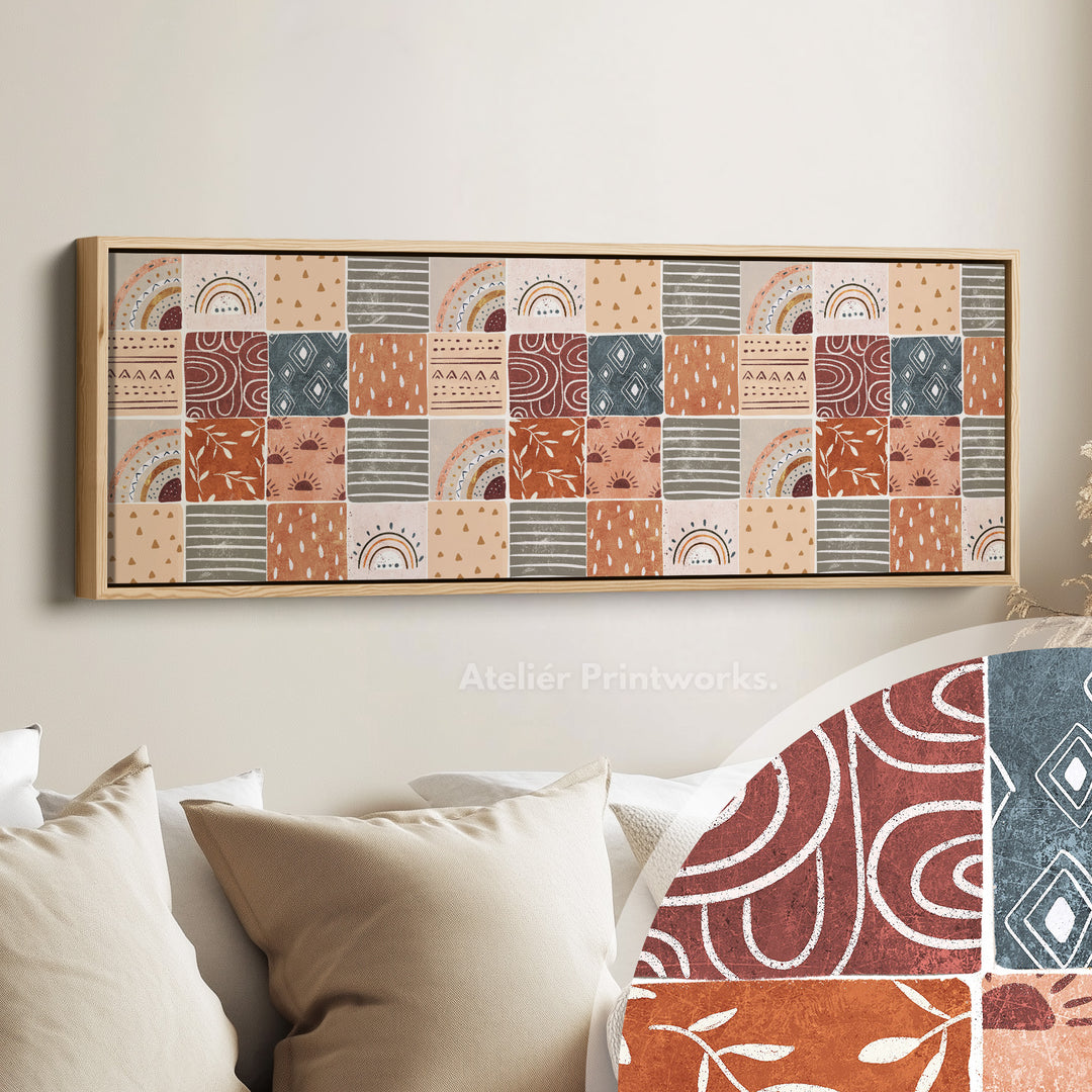 Horizontale wanddecoratie gedempt boho patroon