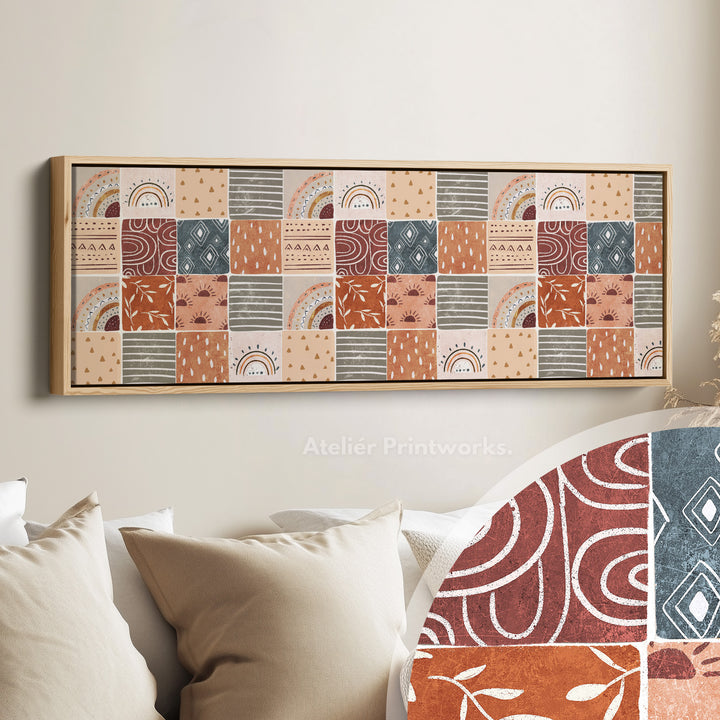 Horizontale wanddecoratie gedempt boho patroon
