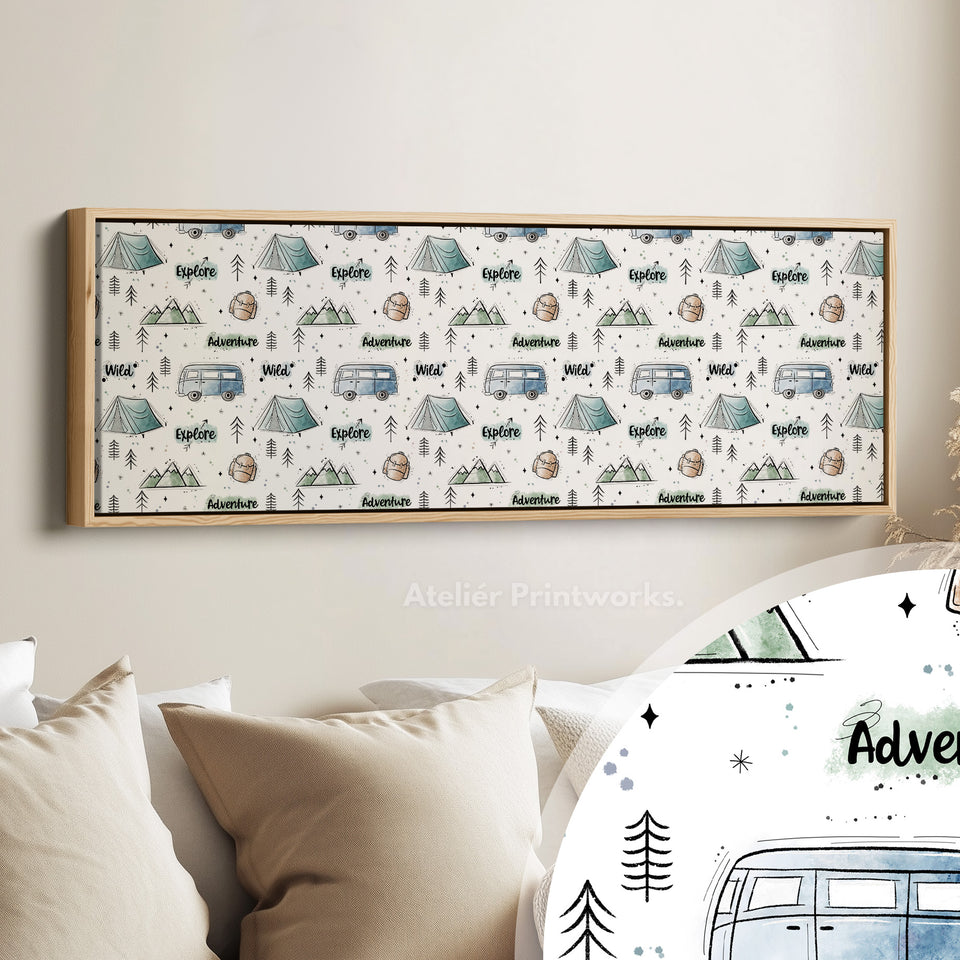 Camping Abenteuer Kinderzimmer Schmaler Wandkunst