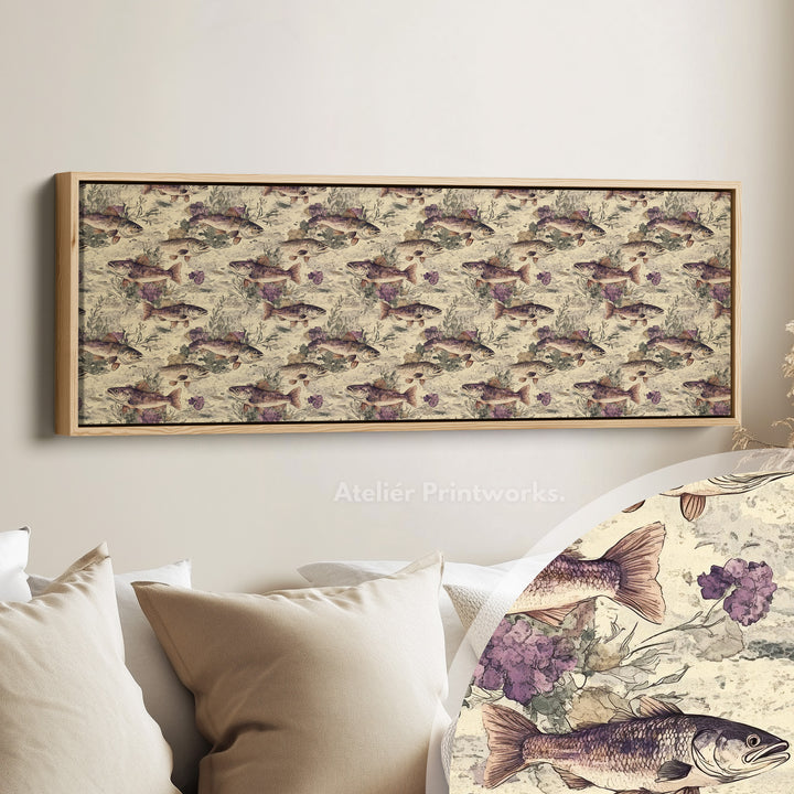 Vintage Fishing Slim Panoramic Narrow Wall Art