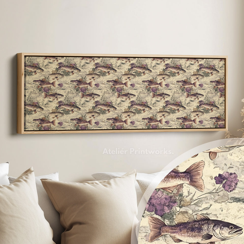 Vintage Fishing Slim Panoramic Narrow Wall Art