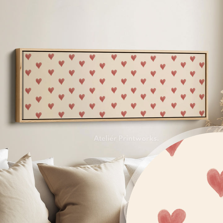 Rode hartjes patroon brede skinny muurkunst