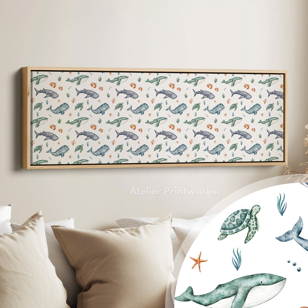 Schattige kinderkamer horizontale wanddecoratie zeedieren