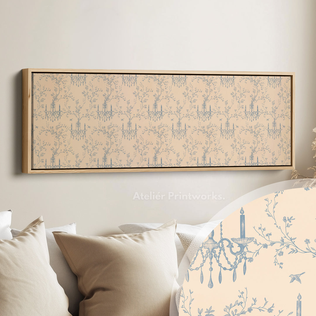 Vintage French Blue & Beige Long Narrow Wall Art
