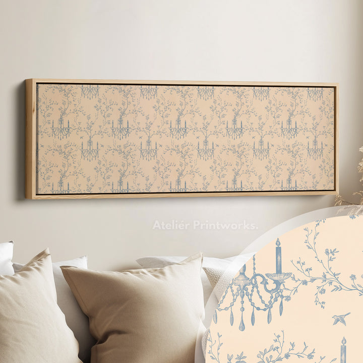 Vintage French Blue & Beige Long Narrow Wall Art