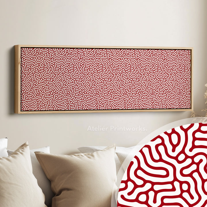 Rood-wit koraalpatroon panoramische wanddecoratie