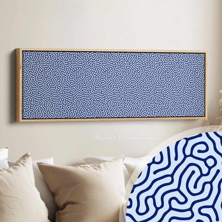 Blauwe koraalpatroon panoramische lange wanddecoratie