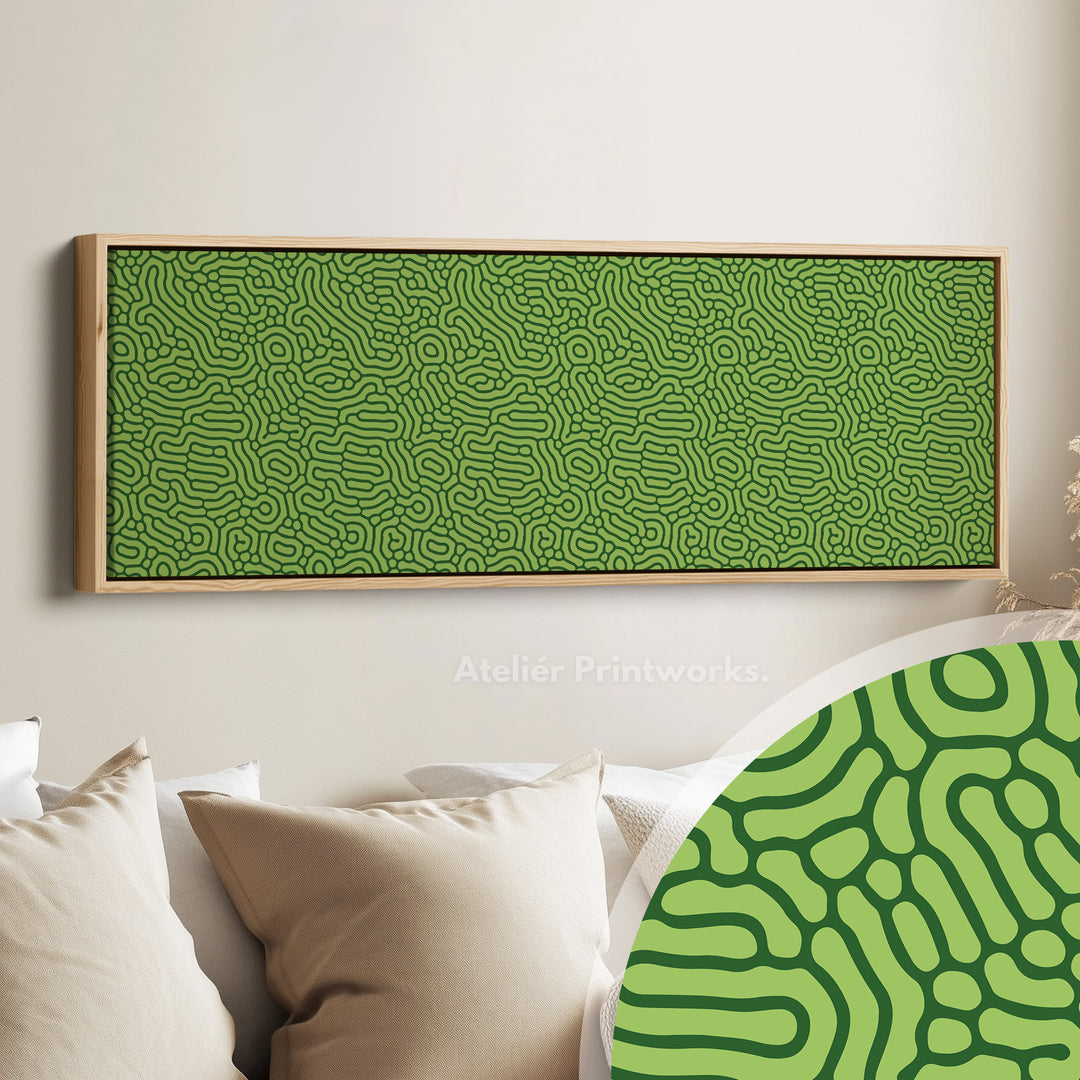 Groen Organisch Patroon Panoramische Lange Wanddecoratie
