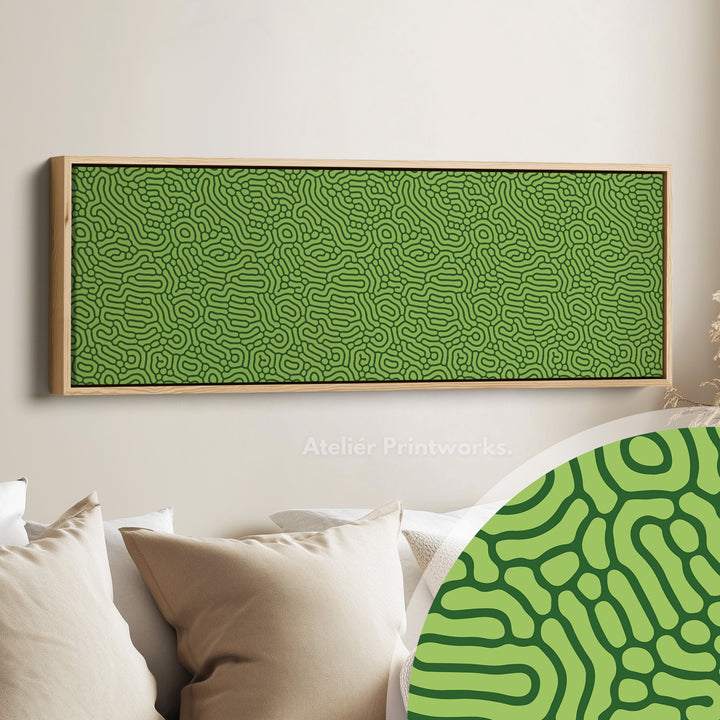 Groen Organisch Patroon Panoramische Lange Wanddecoratie