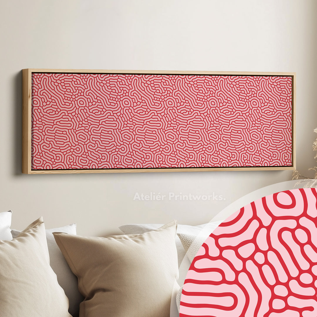 Rood & Roze Organisch Patroon Panoramische Lange Wanddecoratie