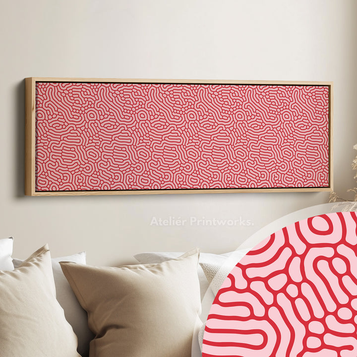 Rood & Roze Organisch Patroon Panoramische Lange Wanddecoratie