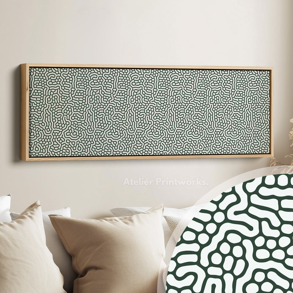 Green & White Organic Pattern Horizontal Long Wall Decor